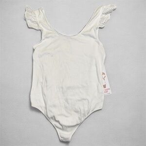 Celebrity Pink Large Flutter Sleeve White Body Suit